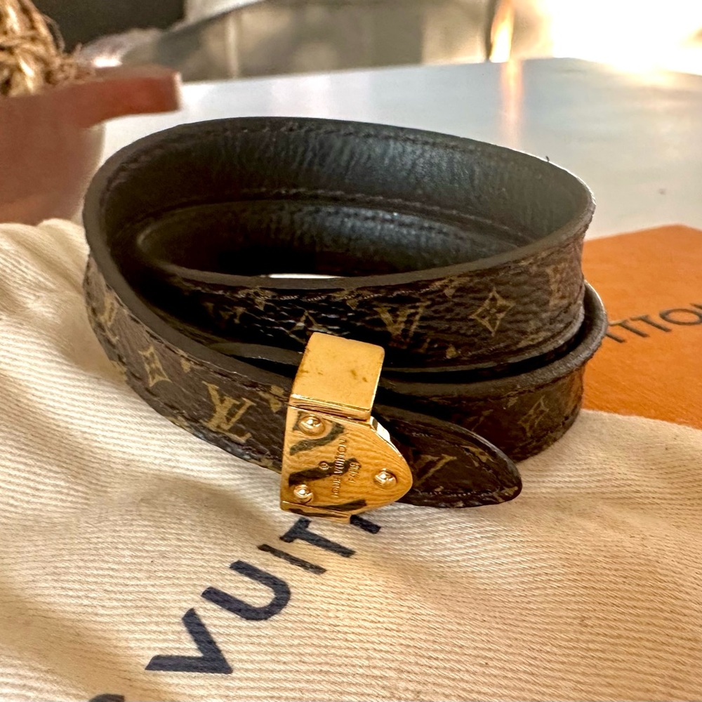 Auth Louis Vuitton Monogram Bracelet - Wrap Around Bracelet w Box & Bag